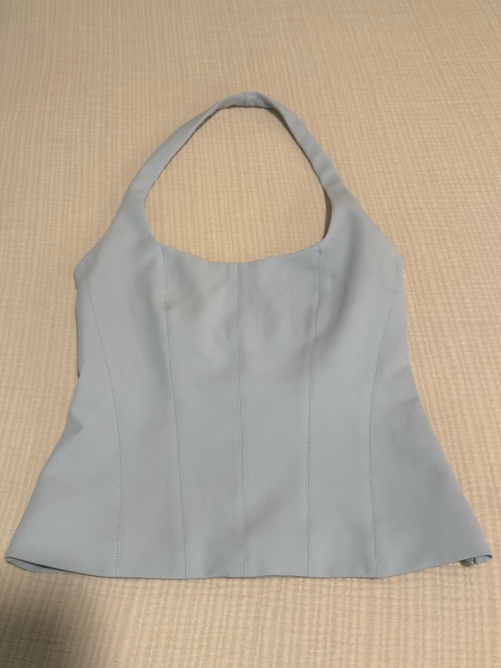 Zara Pastel Blue Fitted Halter Top Sz XS